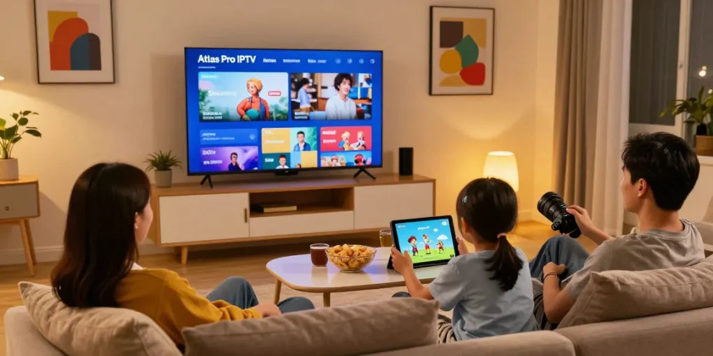 L'expérience familiale avec Atlas Pro IPTV sur Smart TV, moments de streaming bonheur à domicile